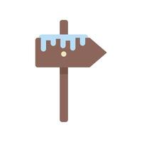 Wooden signpost covered with snow pointing right vector