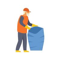 Senior garbage man holding trash bag taking care of environment vector