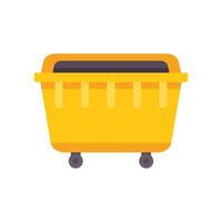 Large yellow plastic waste container on wheels standing open vector