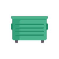 Large green metal waste container standing open vector
