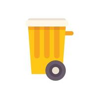 Yellow garbage bin with wheel and closed lid recycling concept vector