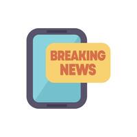 Smartphone showing breaking news alert on screen vector