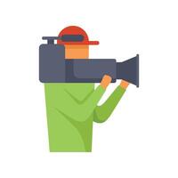 Cameraman holding camera on shoulder filming video vector