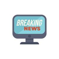 Desktop computer displaying breaking news on screen vector