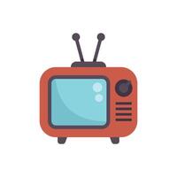 Retro tv set with antenna up broadcasting signal vector