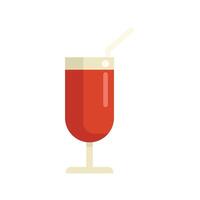Red cocktail drink in tall glass with straw is waiting on the bar counter vector