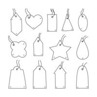 Price Tag with String Doodle Set vector