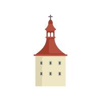 Medieval building featuring bell tower with cross vector