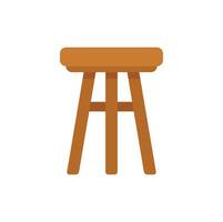 Wooden stool with round seat standing on white background vector