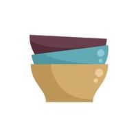 Stack of three colorful soup bowls over white background vector