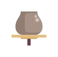 Clay pot spinning on pottery wheel in workshop vector