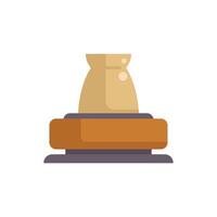 Clay pot resting on pottery wheel for modeling ceramics vector