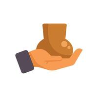Businessman holding a clay pot in open palm vector