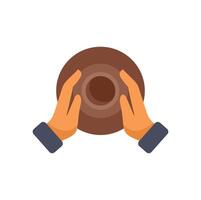 Potter hands making clay pot on pottery wheel top view icon vector