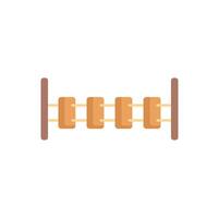 Wooden fence section connecting posts with ropes flat icon vector