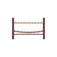Empty rope bridge obstacle with wooden steps and side rails vector