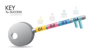Key to success Infographic diagram template for business.4 steps, marketing and startup business, infographics. vector