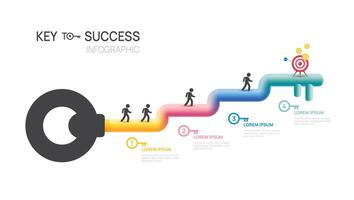 key success achievement grow infographic template for business. growth or progress to achieve goal and target 4 step. vector