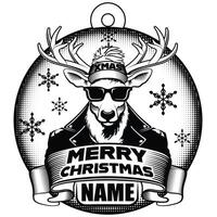 Beanie Deer Ornament with Name Plate vector
