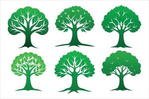 A Collection of Green Tree logo Designs. vector