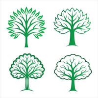 A Collection of Green Tree Line Art Designs vector