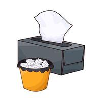 illustration of tissue box and trash can vector
