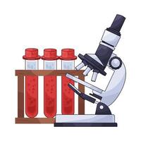 illustration of microscope and blood samples vector