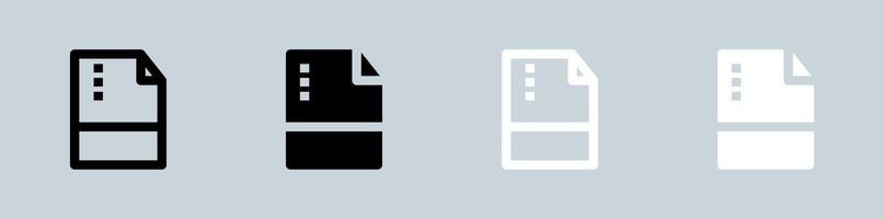 Format icon set in black and white. File type signs illustration. vector