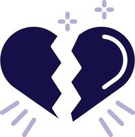 Broken Heart Two Color Glyph icon vector