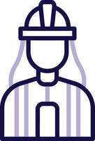 Builder Female Two Color Line Icon vector