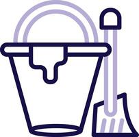 Mop Bucket Two Color Line Icon vector