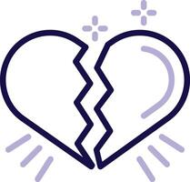 Broken Heart Two Color Line Icon vector