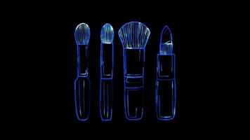 Neon frame effect, Makeup Brush Indicates makeup application on black background video