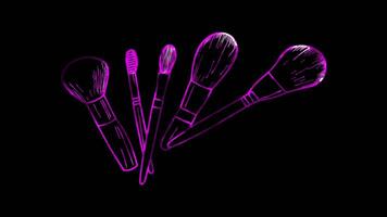 Neon frame effect, Makeup Brush Indicates makeup application on black background video
