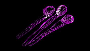 Neon frame effect, Makeup Brush Indicates makeup application on black background video