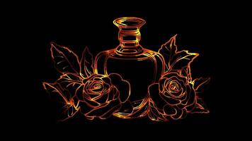 Neon frame effect, Perfume Bottle Indicates fragrance and scent on black background video