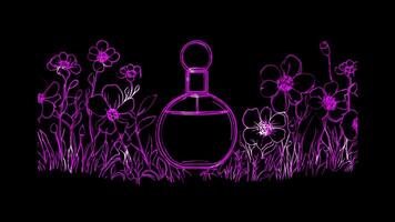 Neon frame effect, Perfume Bottle Indicates fragrance and scent on black background video