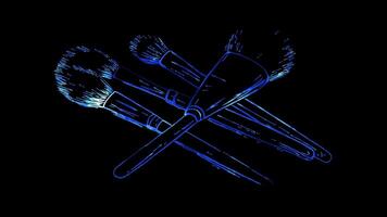 Neon frame effect, Makeup Brush Indicates makeup application on black background video