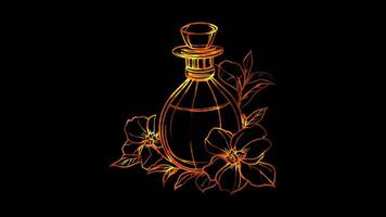 Neon frame effect, Perfume Bottle Indicates fragrance and scent on black background video