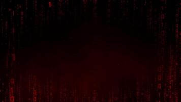 Animated red matrix background with glowing numbers and central copy space for new technologies threats and futuristic looks like artificial intelligence and cyber defense algorithms neural networks video