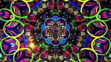 3D kaleidoscope mandala abstract background of trippy art psychedelic trance to open third eye with visuals energy chakra futuristic audiovisual vj seamless loop video