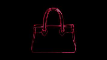 Neon frame effect, Handbag Represents handbags and accessories on black background video