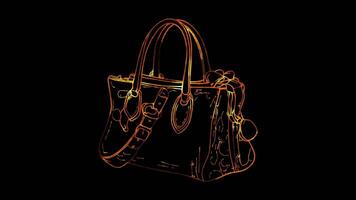 Neon frame effect, Handbag Represents handbags and accessories on black background video