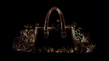 Neon frame effect, Handbag Represents handbags and accessories on black background video