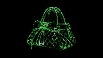 Neon frame effect, Handbag Represents handbags and accessories on black background video
