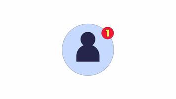 New follower notification 2D object animation. Social media friend request cartoon 4K , alpha channel. Subscribe friendship. Social network app sign animated flat item on white background video