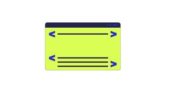 Computer window code arrangement construction 2D object animation. Web programming cartoon 4K , alpha channel. Software engineering. Technology application animated flat item on white background video