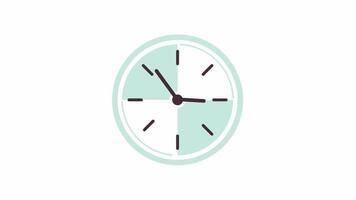 Clock ticking fast 2D object animation. Time is running out cartoon 4K , alpha channel. Clock hands moving. Deadline reminder. Counting down clockface animated flat item on white background video