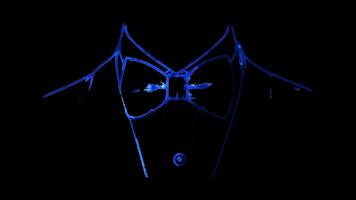 Neon frame effect, Bowtie Represents formal wear and men fashion on black background video