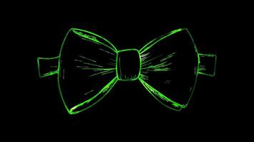 Neon frame effect, Bowtie Represents formal wear and men fashion on black background video